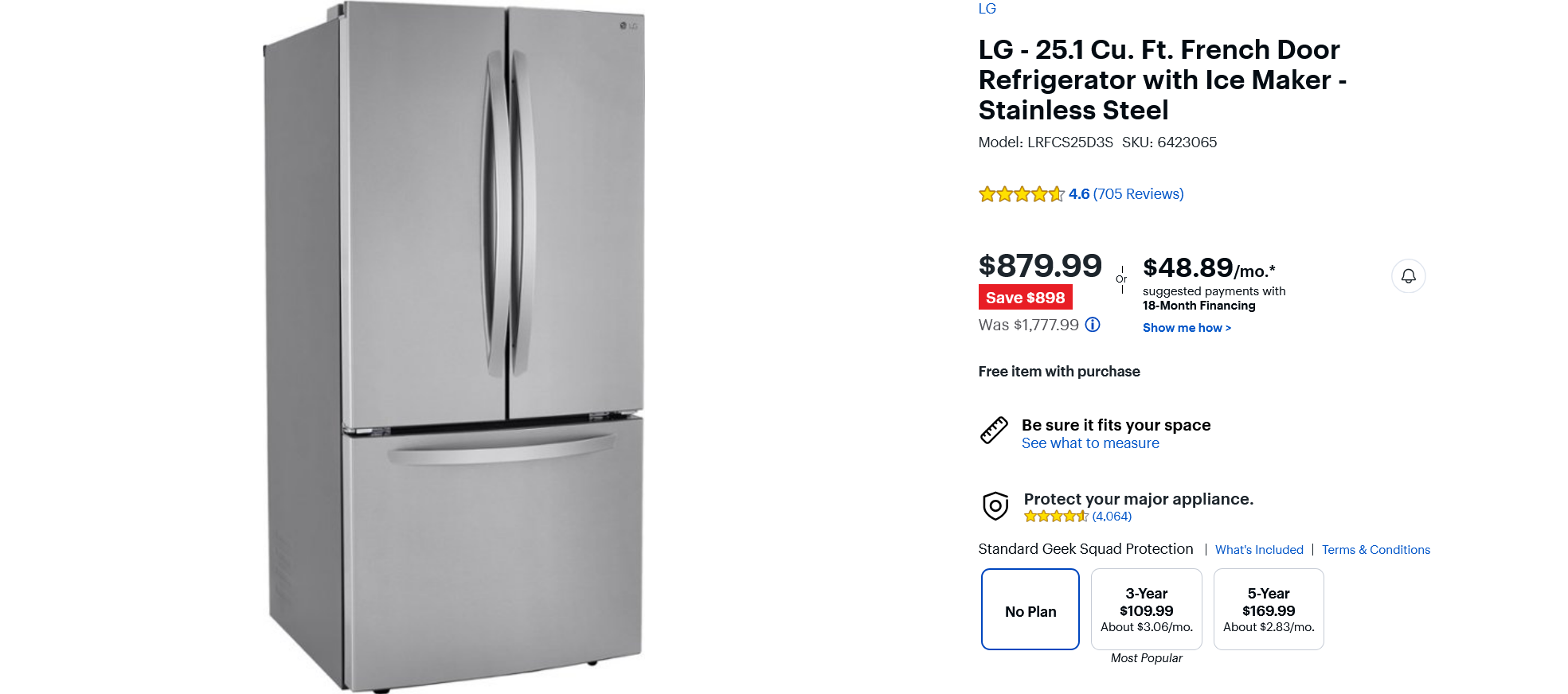 BIG SAVINGS! LG French Door Refrigerator with Ice Maker Just 879.99