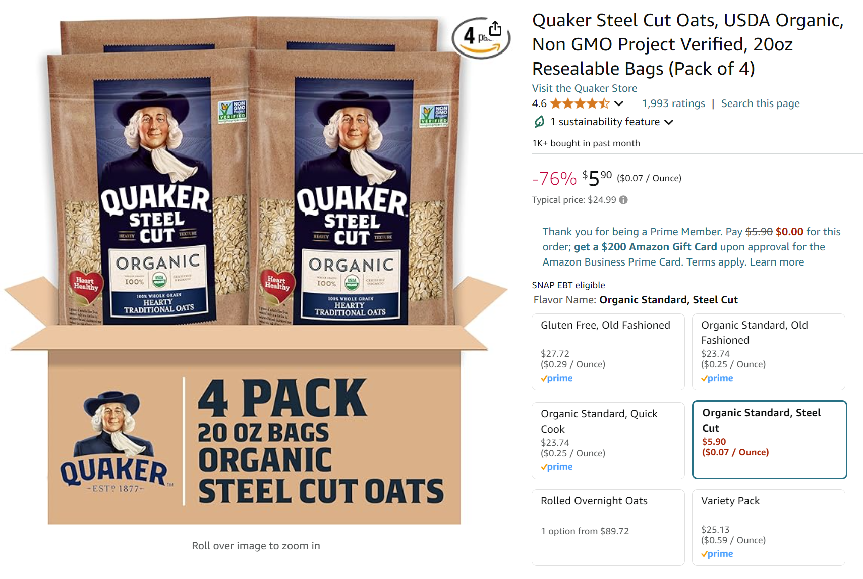 AMAZON PRICE ERROR ON QUAKER OATS! HURRY !