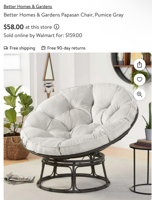 Better Homes & Gardens Papasan Chair Just $58- Was $159!