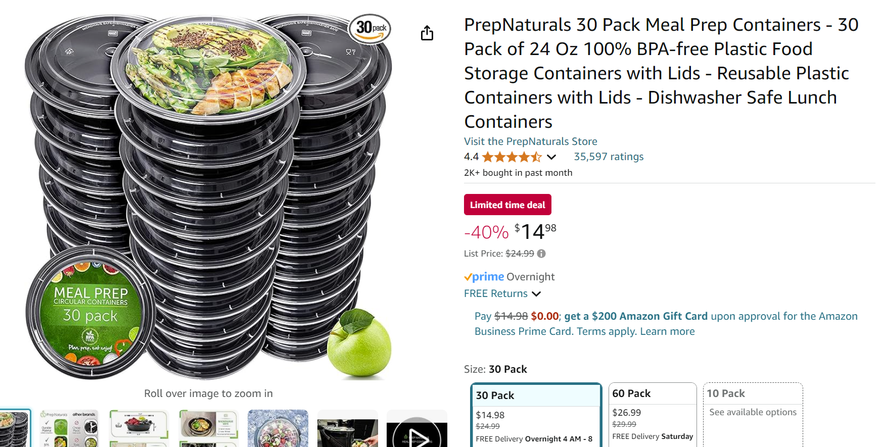 30 Pack Meal Prep Containers HUGE 40% Price Drop!