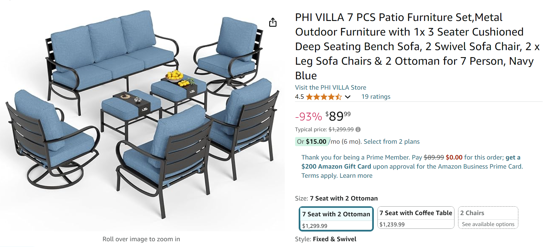 AMAZON PRICE ERROR! 7 PCS Patio Furniture Set