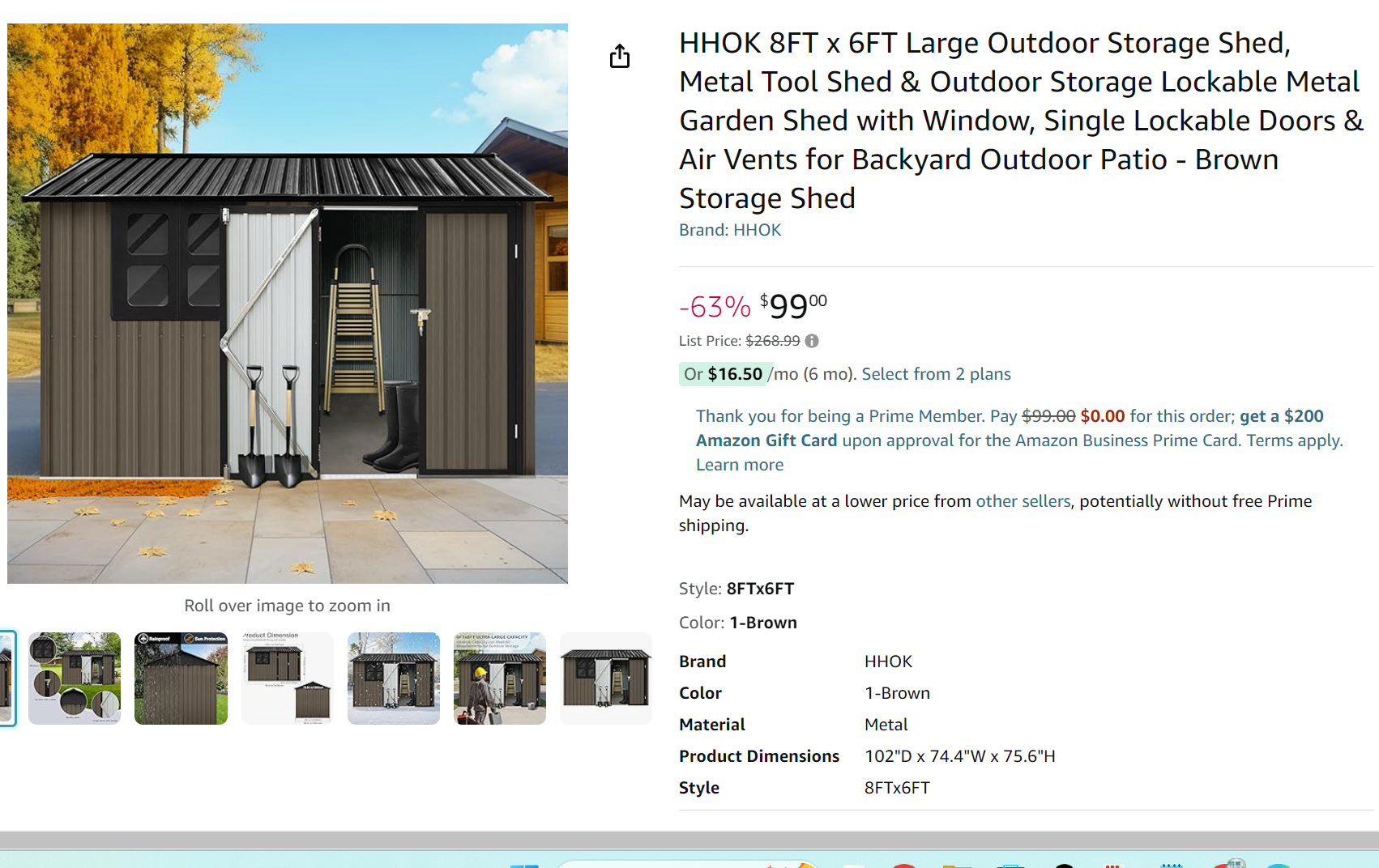 PRICE ERROR! 8FT x 6FT Large Outdoor METAL Storage Shed ONLY $99