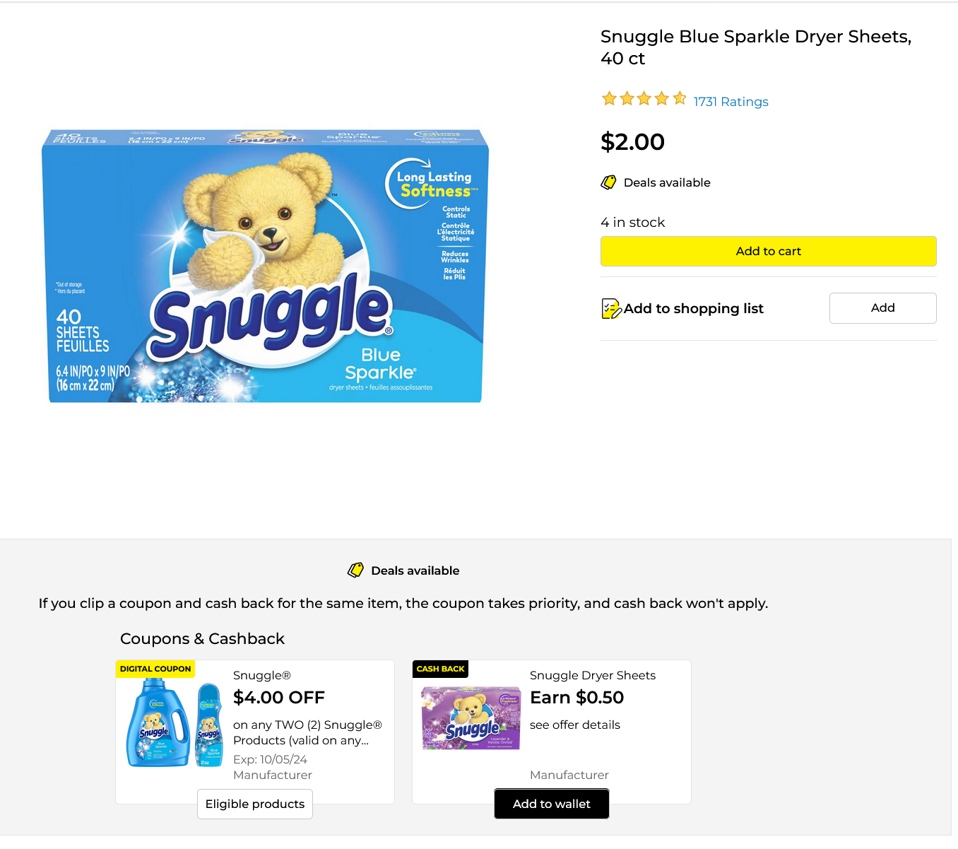 Screenshot 2024 09 22 at 12 49 49 Snuggle Blue Sparkle Dryer Sheets 40 ct