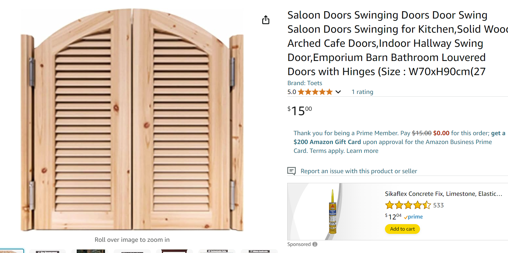 AMAZON GLITCH Swinging Saloon Doors ONLY $15