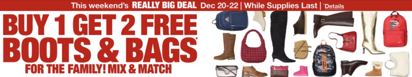 JCPenneys Boots & Bags Buy 1 Get 2 Free Sale