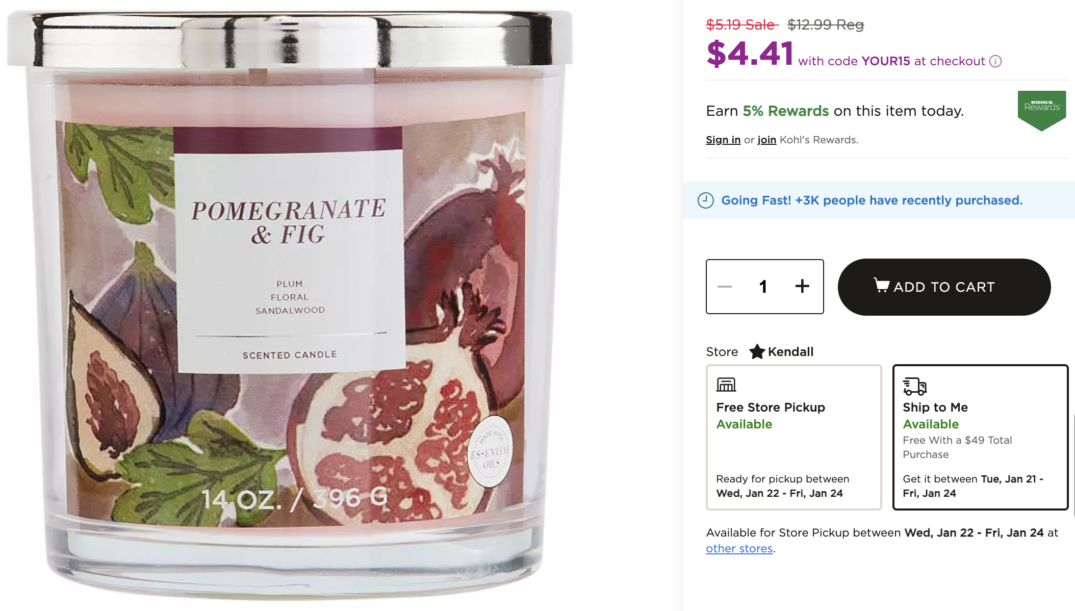Sonoma Goods For Life Pomegranate & Fig Large Jar Candle ONLY $4.xx!