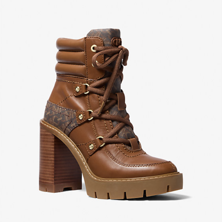 Michael Kors Asher Leather and Empire Monogram Boot