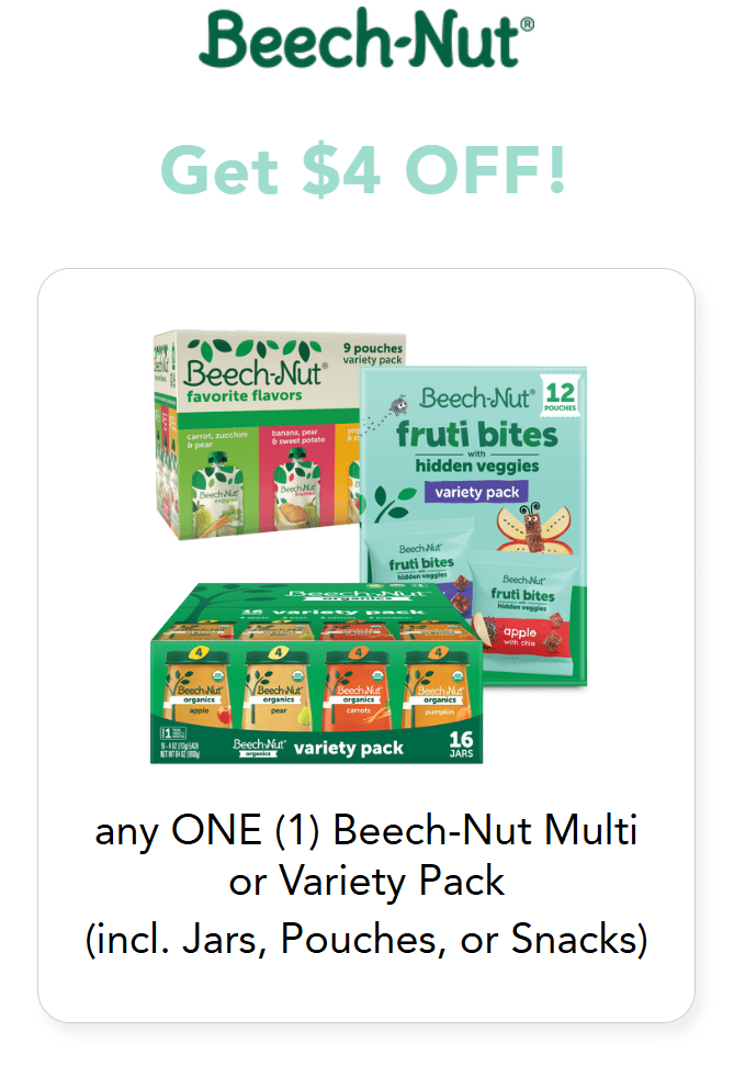 New OTC Coupon Code On any ONE (1) Beech-Nut Multi or Variety Pack (incl. Jars, Pouches, or Snacks)
