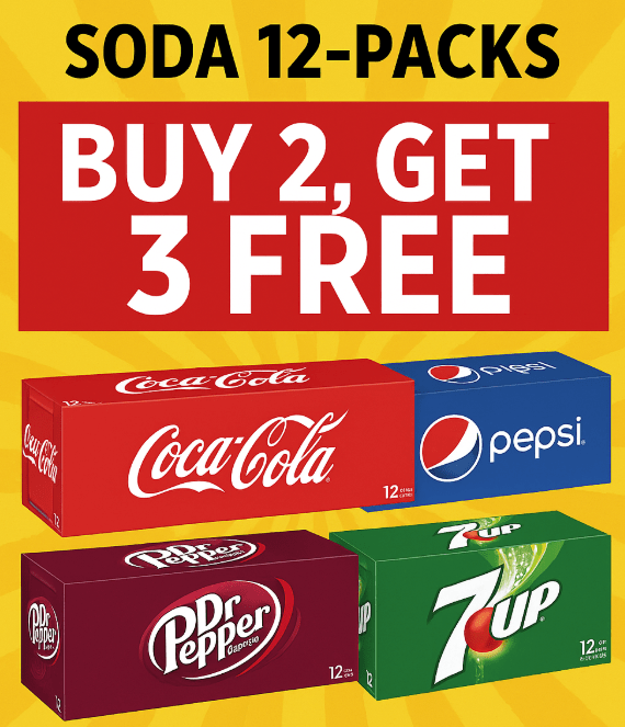 🥤 Stock Up & Save: Buy 2, Get 3 Free on Soda 12-Packs! 🛒