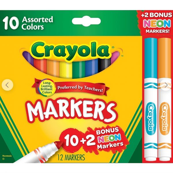 Screenshot 2020 10 01 Crayola Markers Assorted colors Bonus Pack 12 Box 58 7750 at Staples