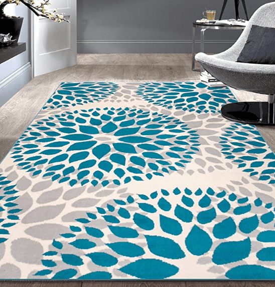Screenshot 2020 10 14 Amazon com Modern Floral Circles Design Area Rugs 5 X 7 Blue Furniture Decor