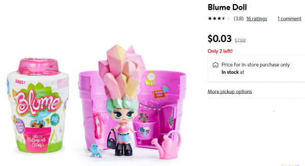 Bloom Doll only $.03 at Walmart!!!!!  (was $7.88!)