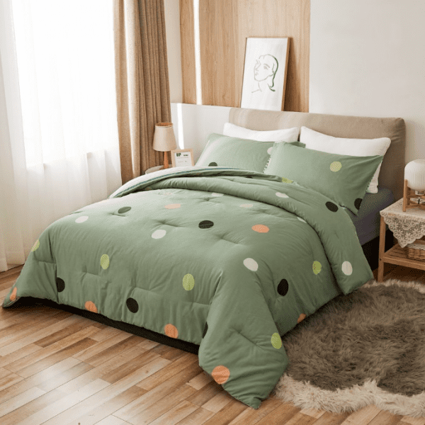 Screenshot 2021 01 24 Peach Leaf Super Soft 100 Cotton 3 Piece Comforter Set with Shams Full Queen 400 GSM Geometric Pa...