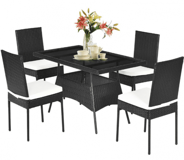 Screenshot 2021 01 26 Costway 5PCS Patio Rattan Dining Set Table w Glass Top Garden Furniture Walmart com