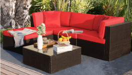 Screenshot 2021 05 11 LACOO 5 Pieces Patio Conversation Set Rattan Outdoor Sectional Set with Chushions and TableRed Wa...