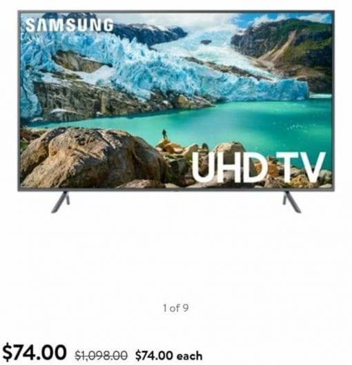 Samsung 75″ Smart LED TV only $74 at Walmart (was $1098)!!!!!!!