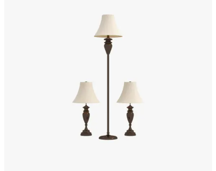 Steel Table & Floor 3 Piece Lamp Set Only 83% Off!!