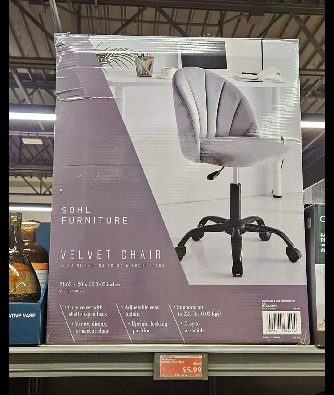 Sohl Furniture Velvet Office Chair Only $5!!