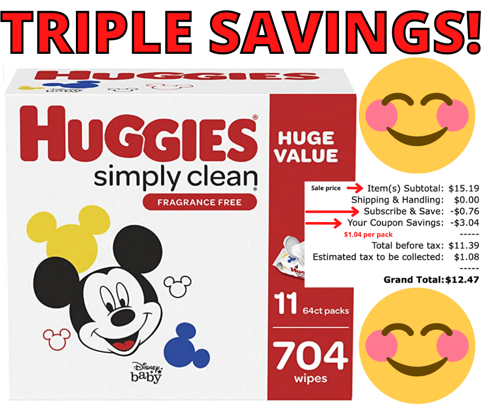 Huggies Simply Clean Baby Wipes Triple Discount on Amazon