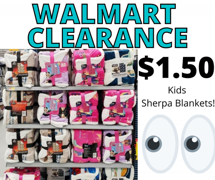 Kids Sherpa Character Blankets only $1.50 Walmart Clearance!!!!!