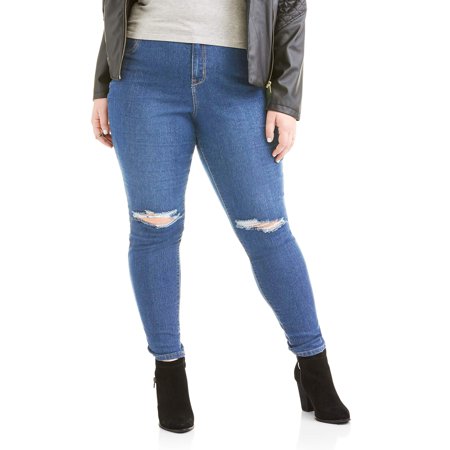 A3 Denim Women's Plus Size Destructed Skinny Jeans