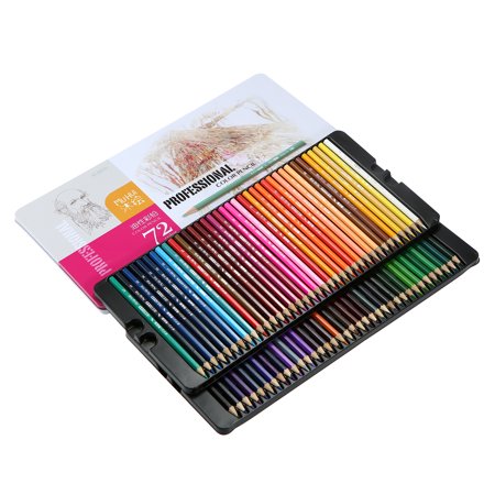 Abanopi Professional 72 Colored Pencils Set Art Oil Color Pencils with Metal Storage Case for Students Children Artists Adults Drawing Sketching Writing Coloring Books