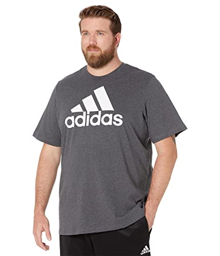 Adidas Men'S Size Basic Badge Of Sport T-Shirt, Dark Grey Heather/White, Large/Tall