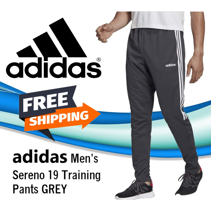 adidas Men's Sereno 19 ESSENTIAL 3 STRIPE TRAINING PANTS 2XL GREY NEW WITH TAGS