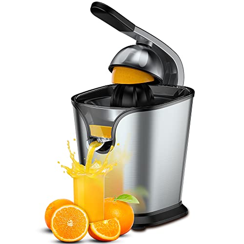 Ainclte Electric Citrus Juicer Squeezer Stainless Steel 150 Watts of Power for Orange Lemon Lime Grapefruit Juice with Soft Rubber Grip, Filter and Anti-drip Spout Lock - Black, Black/Stainless Steel On Sale At Amazon.com
