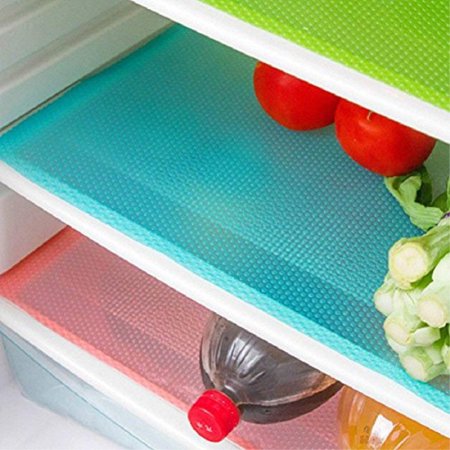 aiosscd 7 pcs shelf mats antifouling refrigerator liners washable can be cut refrigerator pads fridge mats drawer table placemats(2 green+2 pink+3blue)
