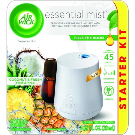 Air Wick Essential Mist Starter Kit (Diffuser + Refill), Coconut and Pineapple, Essential Oils Diffuser, Air Freshener