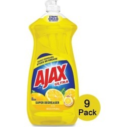 Ajax Ultra Triple Action Dish Detergent Liquid, Lemon Scent, 28 oz., 9 Pack, CPC44673