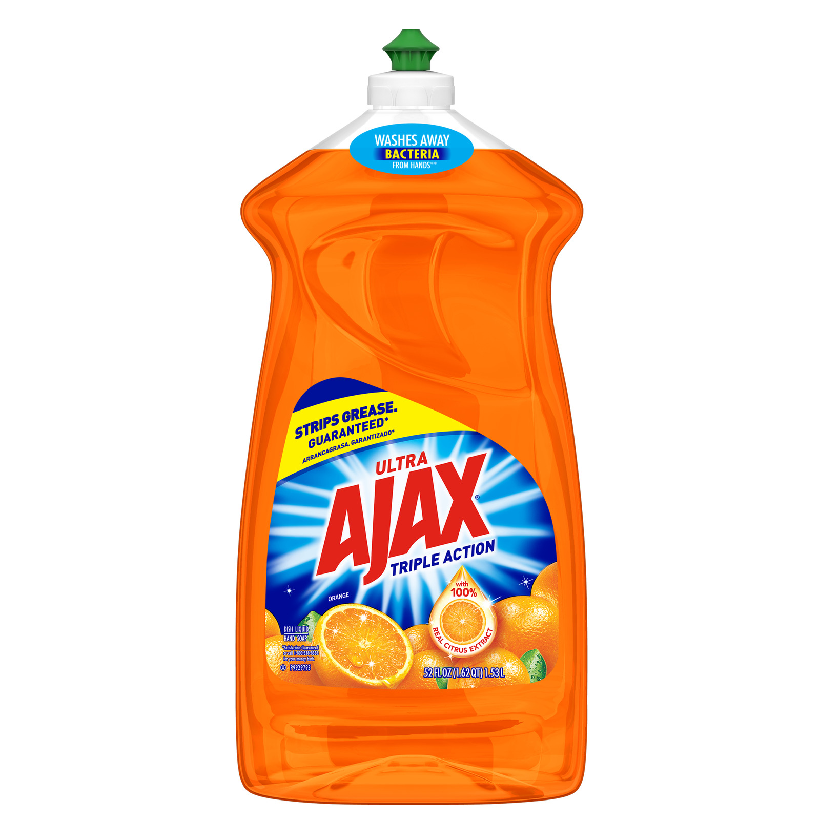 Ajax Ultra Triple Action Dishwashing Liquid Dish Soap, 52 oz - Orange Scent