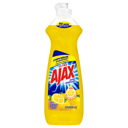 AJAX Ultra Triple Action Liquid Dish Soap, Lemon, 14 Fluid Ounce