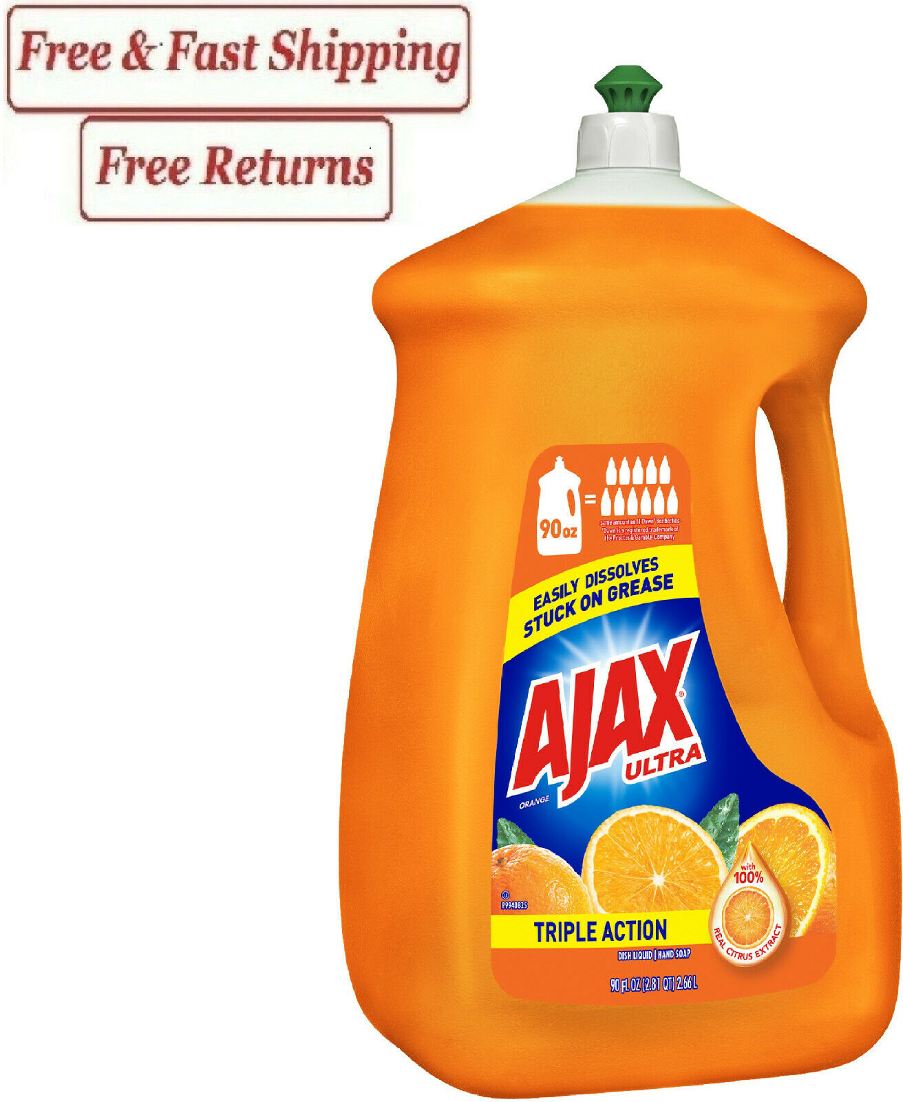 Ajax Ultra Triple Action Liquid Dish Soap, Orange - 90 fluid ounce