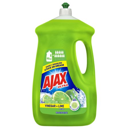 Ajax Ultra Triple Action Liquid Dish Soap, Vinegar + Lime Scent, 90 Fl Oz