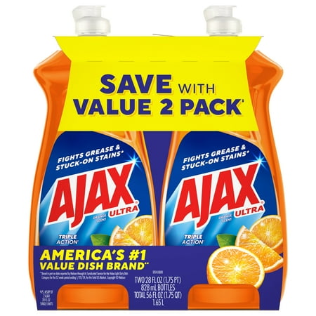 (3 Pack) Ajax Ultra Triple Action Liquid Dish Soap, Orange Scent, 28 Fl Oz - WALMART