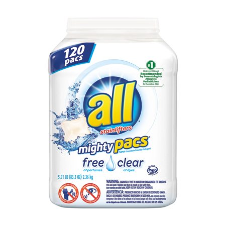 All Mighty Pacs Free & Clear Laundry Detergent 120 loads
