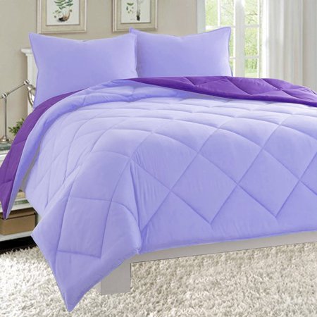 All Season Reversible 3-Piece Comforter Set - King/Cal King, Lilac/Purple