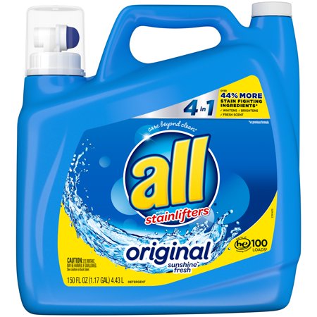 all with Stainlifters Original Liquid Laundry Detergent, 4 in 1 Stainlifter, 150 Ounces, 100 Wash Loads
