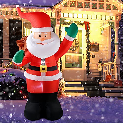 Coolwufan 6 Ft Christmas Inflatables Santa Claus With Gifts Bag, Christmas Inflatables Outdoor Decorations, Built-In Led Lights Holiday Blow Up Yard Decoration Clearance For Yard, Holiday, Parties