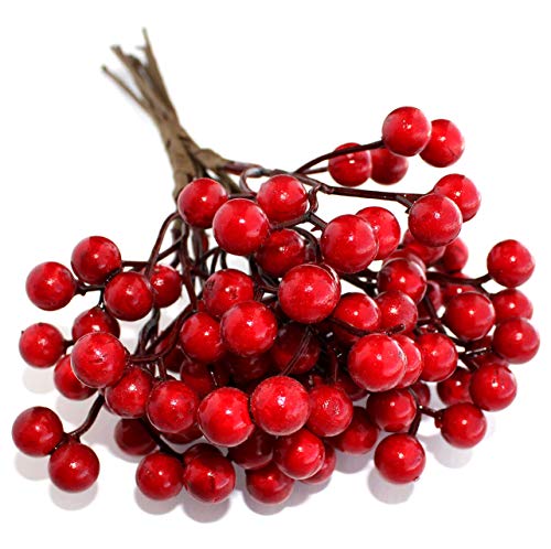 Artificial Berries Red Pip Berry Stems Clearance Spray For Diy Crafts – Wreath, Garland, Christmas Ornaments Decoration - Decorative Winter Floral Picks For Craft Decorations / Home Holiday Decor