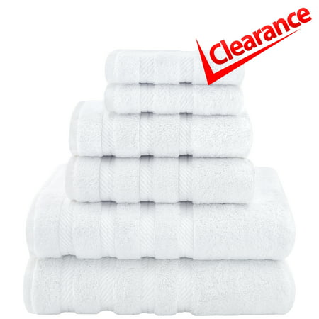 American Soft Linen 6 Piece Premium Bath Towel Set, 100% Turkish Cotton Towels for Bathroom, White