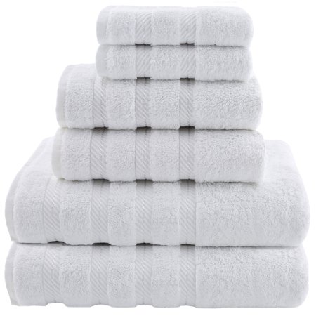 American Soft Linen Bath Towel Set 100% Turkish Cotton Luxury 6 Piece Towel Set, 2 Bath Towels, 2 Hand Towels , 2 Washcloths - Bright White