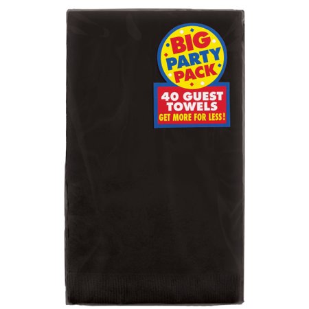 Amscan 2-Ply Paper Guest Towels, 7-3/4" x 4-1/2", Jet Black, 40 Towels Per Pack, Set Of 2 Packs