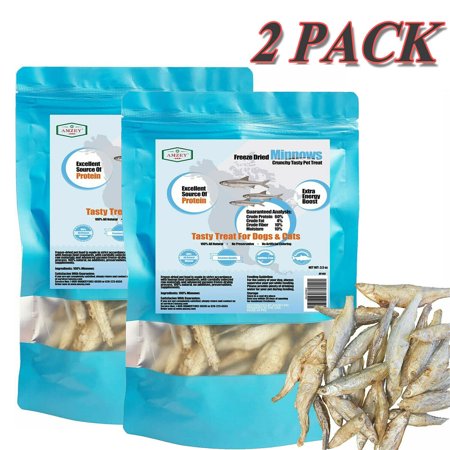 Amzey Freeze-Dried Minnows Family Size Dogs Cats Treats - 100% Natural - 7oz