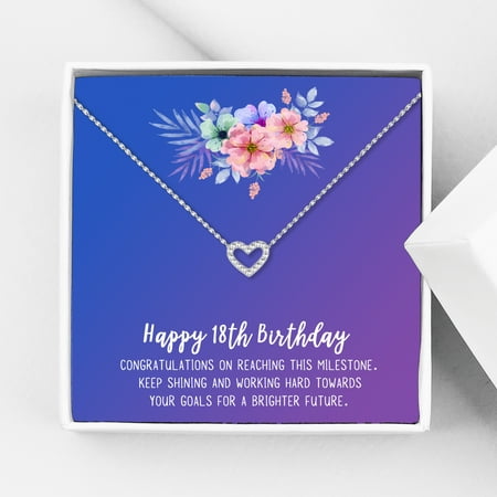 Anavia Happy 18th Birthday Gifts Stainless Steel Fashion Necklace Birthday Card Jewelry Gift for Girl, Birthday Gift for Daughter-[Silver Mini...