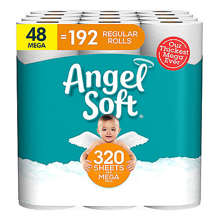 Angel Soft 2-Ply Toilet Paper (48 Mega Rolls, 320 Sheets/Roll) on Sale At Sam’s Club
