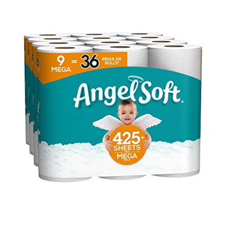 Angel Soft Toilet Paper, 36 Mega Rolls, 36 = 144 Regular Rolls, Bath Tissue, 9 Rolls (Pack of 4)