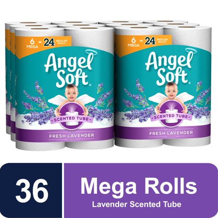 Angel Soft Toilet Paper, Fresh Lavender Scent, 36 Mega Rolls = 144 Regular Rolls, 2-Ply Bath Tissue - 6 Rolls (Pack of 6)